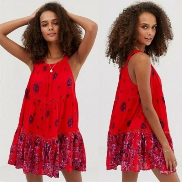 Intimately Free People Women's Talk to Me Trapeze Dress Red Size XS - Picture 11 of 11